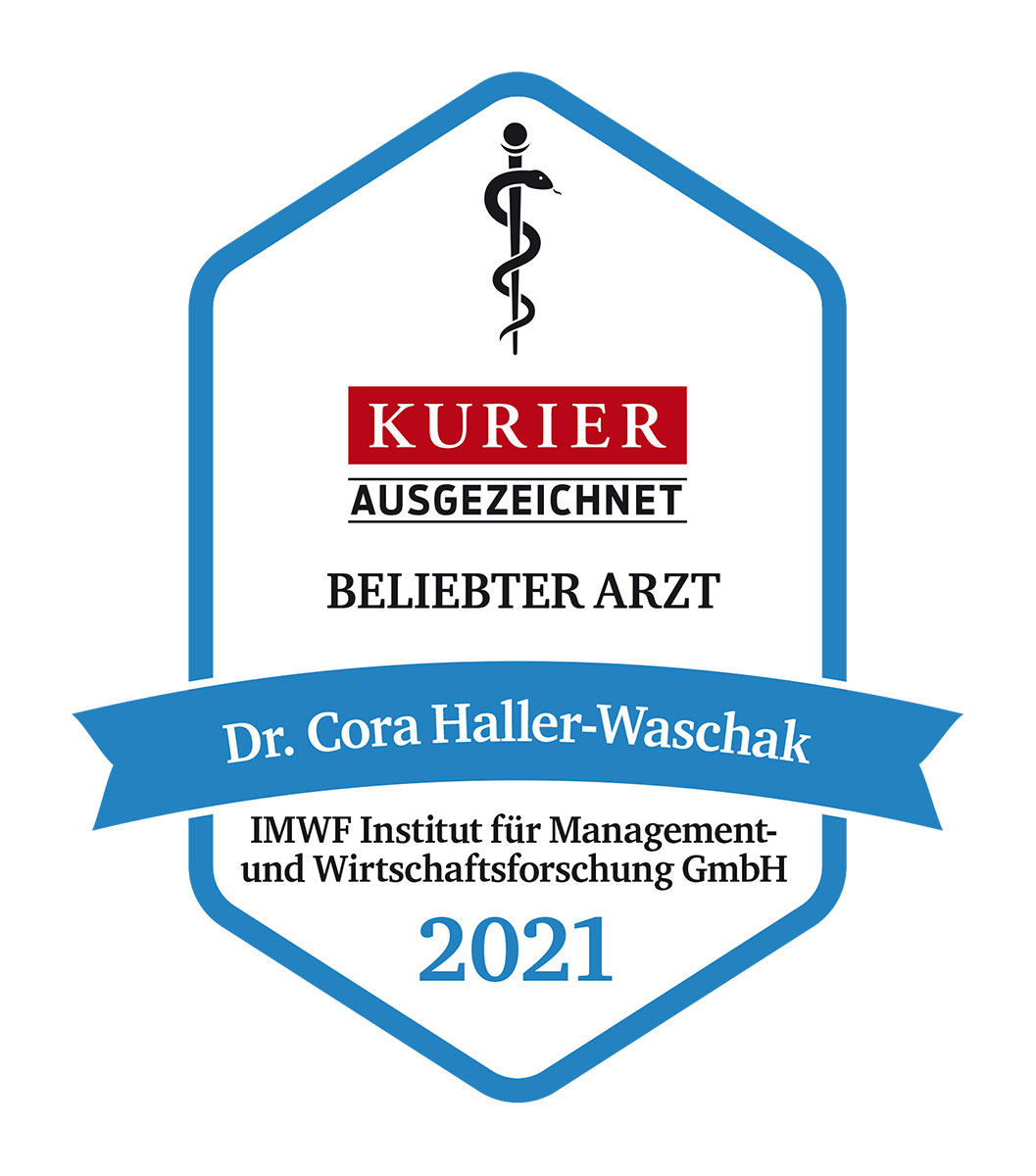 Gütesiegel Beliebter Arzt von Kurier 2021.