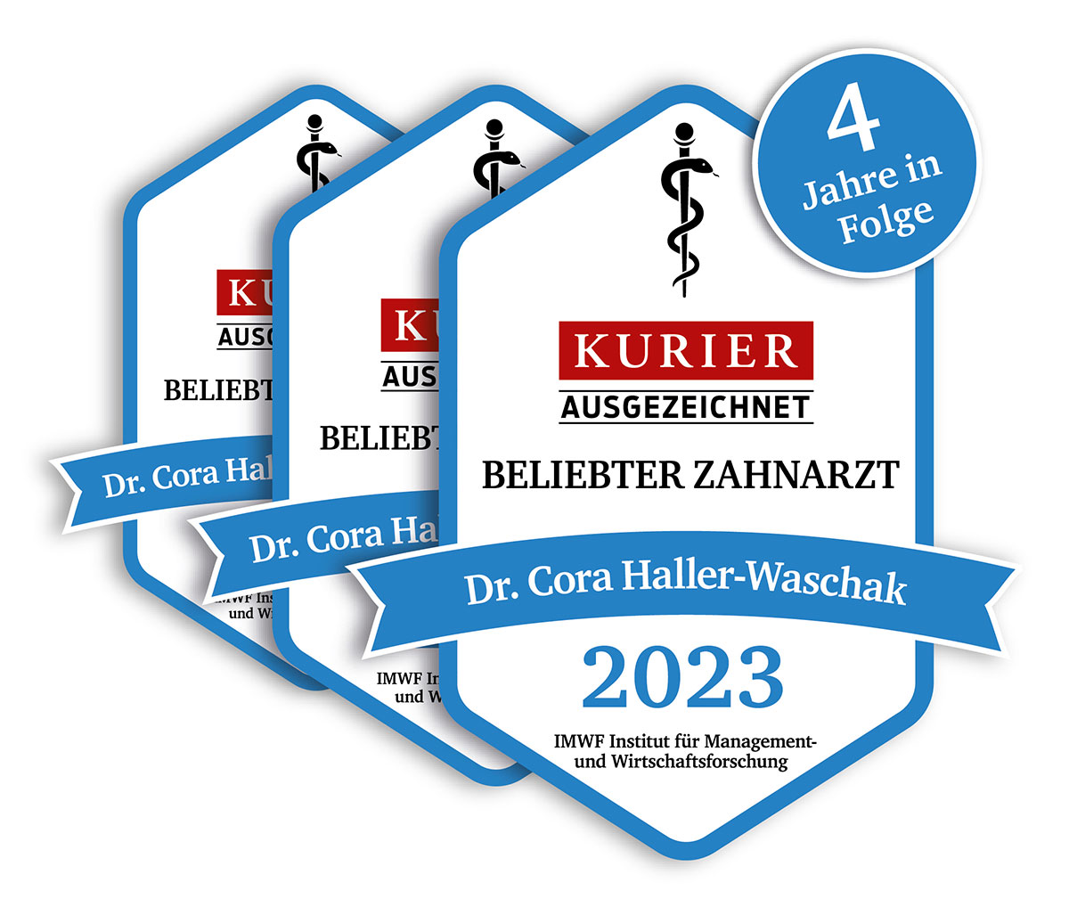 Gütesiegel Beliebter Zahnarzt 4 Jahre in Folge von Kurier